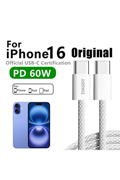 choice2 2m PD60W C to C 1pcs Original USB-C Cable For iPhone 17 16 15 Pro Max...