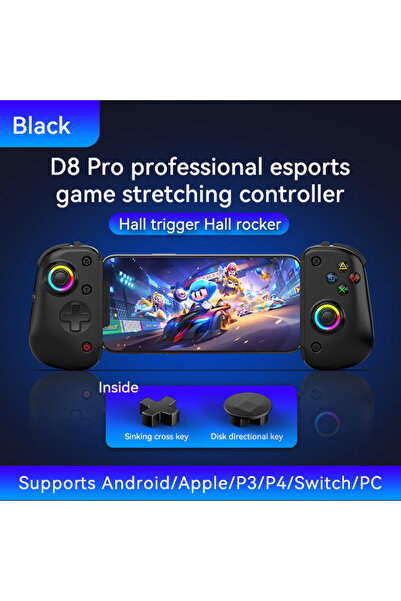 Choice1 وحدة تحكم لاسلكية للألعاب BSP D8 PRO RGB باللون الأسود لجهاز سويتش، ع...