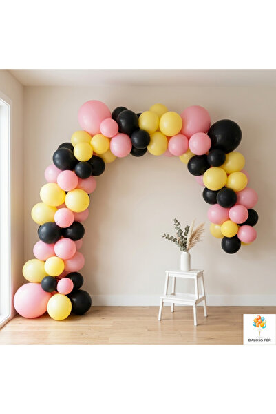 baloss fer Yellow Black Pink Balloon Set 11 Inch Birthday Party Decoration
