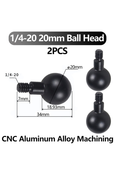 Choice6 20mm 2PCS Black A 12/13/15/17/20mm Aluminum Ball Head Mount 1/4"-20 T...