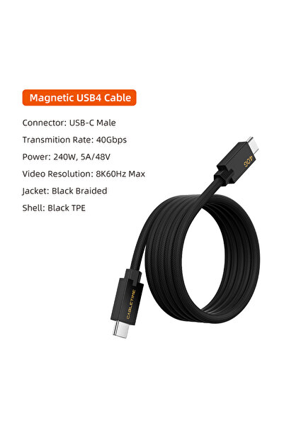 Choice 1m Black CABLETIME Magnetic USB4 Cable 240W 80Gbps 8K USB C Cable Type...