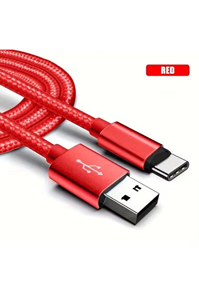 Choice5 كابل USB مجدول متين للشحن السريع بطول 2 متر، نوع C، أحمر اللون، 1 متر...