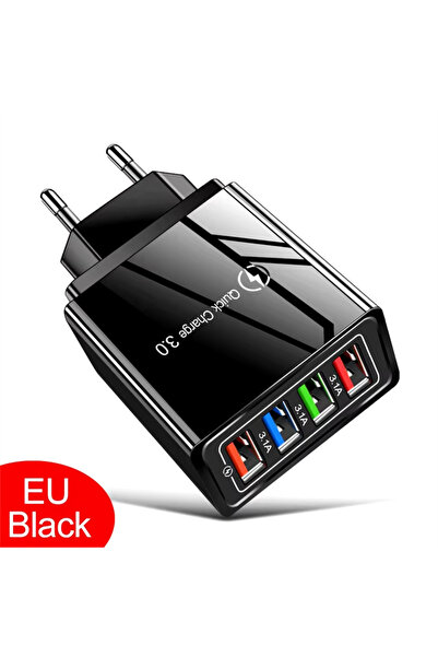 Choice3 EU Black 3A Quick Charge 3.0 USB Charger 4 Ports USB Fast Charging Wa...
