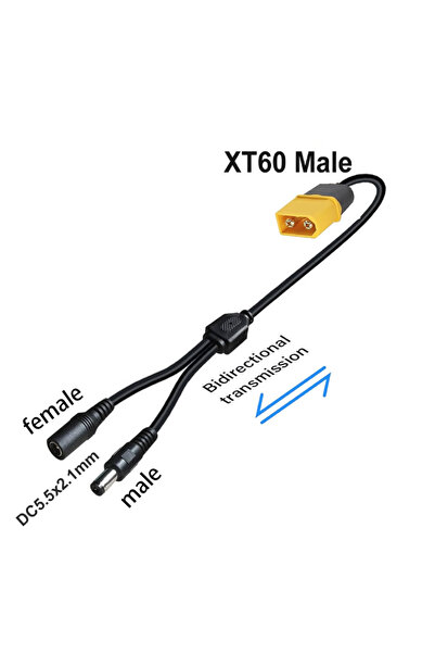 Choice موصل XT60 ذكر - 2xDC 2 في 1، محول XT60 إلى Dc5521، محول من 2xDC 5.5x2....
