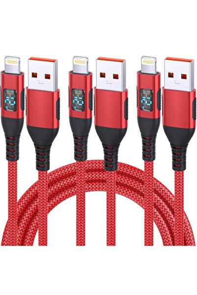 Choice1 كابل شحن وبيانات سريع من USB A إلى Lightning، 2 متر، 3 قطع باللون الأ...