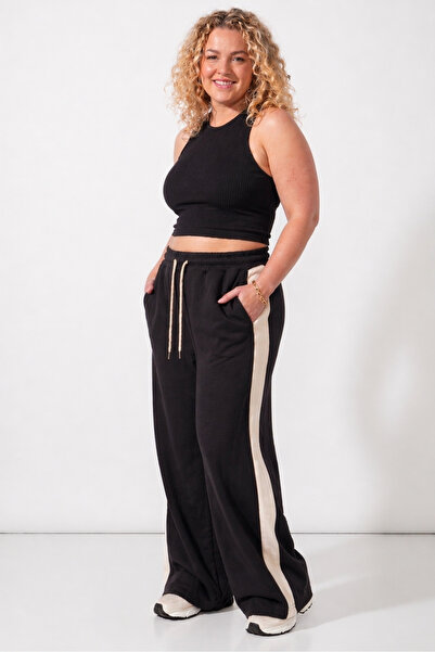 DAXİS Sportwear Company ΓΥΝΑΙΚΕΙΑ Φαρδιά Φούτερ Παντελόνια με Λευκές Ρίγες