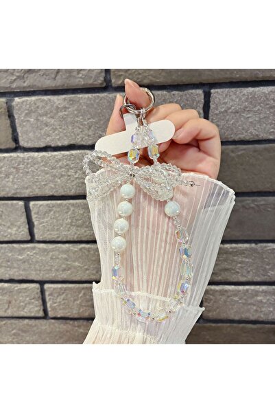 Choice WHITE Luxury Rhinestone Bowknot Mobile Phone Lanyard Women's Charming ...
