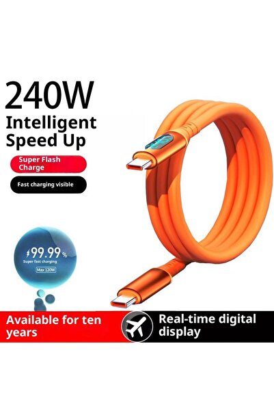 choice2 كابل شحن سريع من نوع USBC إلى Type C بقوة 240 واط مع شاشة LED رقمية، ...