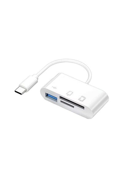 Choice1 قارئ بطاقات USB-C أبيض 3 في 1 مع محول OTG - لبطاقات SD وTF، ومحركات أ...