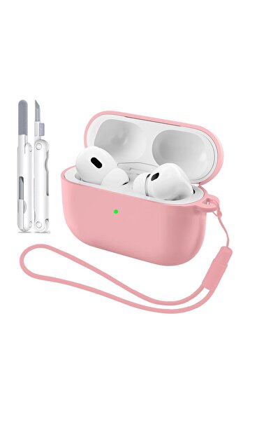 Choice8 غطاء حماية ناعم من السيليكون لسماعات AirPods Pro 3 باللون الوردي مع ق...