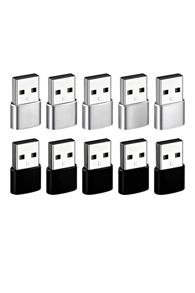 choice2 محول USB إلى USB-C من بلاك آند سيلفر، 10 قطع، محول USB-C أنثى إلى USB...