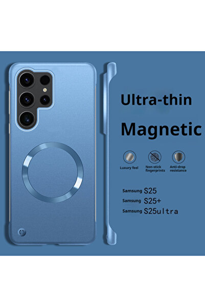 Choice4 Galaxy S22 Ultra 5G Blue Thin Frameless Ultra Thin Magnetic Phone Cas...
