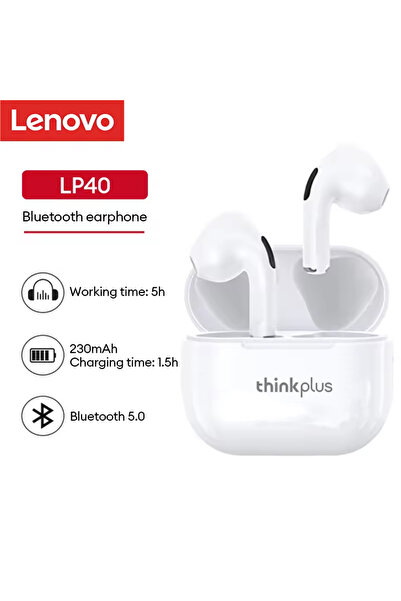 Choice سماعات لينوفو lp40 بيضاء اللون، سماعات أذن لاسلكية بتقنية البلوتوث 5.0...