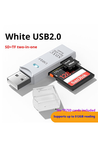Choice 1pcs White2.0 2-in-1 Multi-Functional USB 2.0 Card Reader And Writer M...
