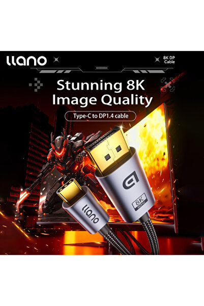 Choice كابل لانو USB C إلى DisplayPort 1.4 بطول 1.5 متر، متوافق مع ثندربولت 3...