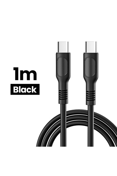 Choice1 كابل شحن بيانات سريع USB-C إلى USB-C مزدوج بطول 1 متر أسود PD60W لهوا...