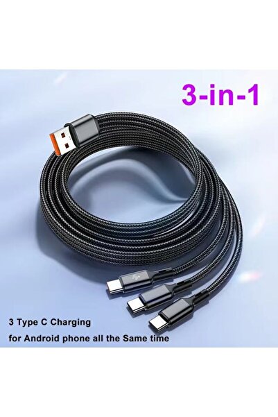 Choice3 كابل شحن وبيانات سريع NNBILI 3 في 1 أسود بطول 0.2 متر، 100 واط، 6 أمب...