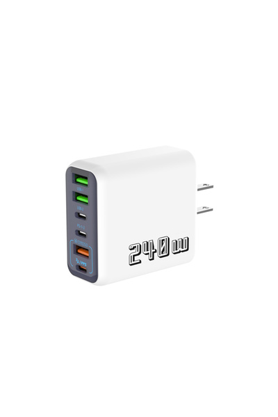 Choice4 US White 6 Ports USB C PD Charger 240W Quick Charge 3.0 Type C USB Ph...