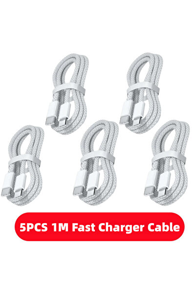 Choice5 كابل USB C إلى USB C بطول 1 متر، 5 قطع، 1-10 قطع، يدعم الشحن السريع ب...