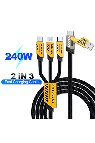Choice كابل USB C 2 في 3 بطول 3-1.2 متر، 4 في 1، بقدرة 27 واط للشحن السريع له...