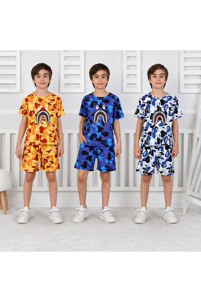 Erzani Kids Bape Καλοκαιρινό σετ με σορτς για παιδιά με μοντέρνο σχέδιο καμου...