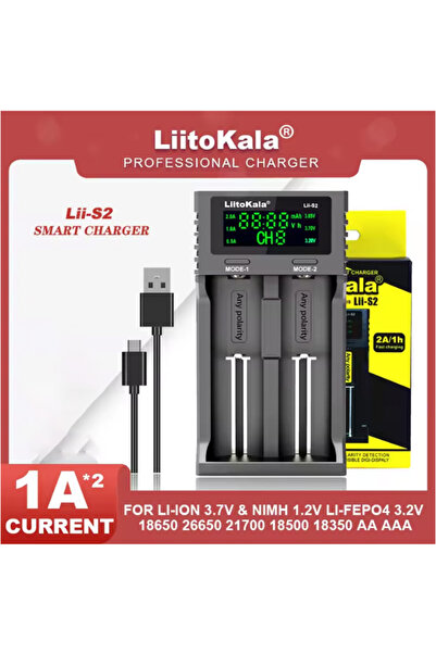 Choice شاحن بطاريات ليتو كالا Lii-S2 بفتحتين لبطاريات الليثيوم 18650 و26650 و...
