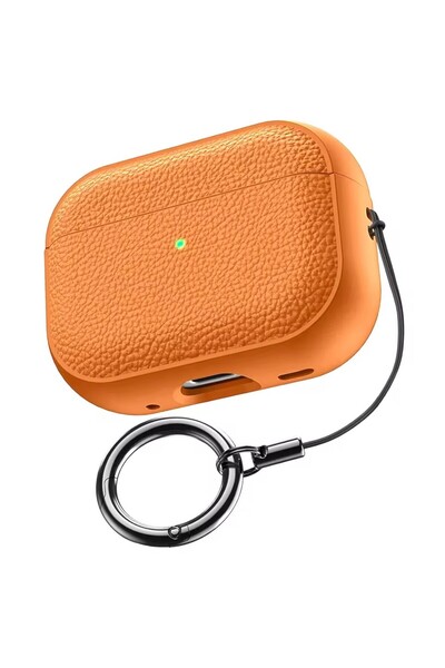choice2 for AirPods Pro 3 Orange for AirPods Pro 3 Generation Leather Case ​w...