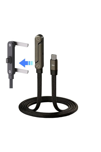 Choice1 كابل بيانات قابل للطي بطول 1.5 متر - 4.9 قدم من النوع C إلى C بقوة 24...