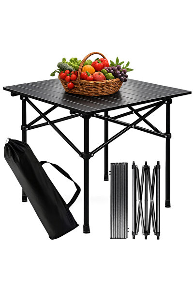 varioshop Μαύρο Πτυσσόμενο Τραπέζι για Μπαλκόνι, Βεράντα και Κάμπινγκ, Ιδανικ...