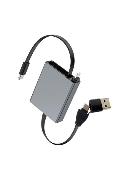 Choice كابل USB تلسكوبي رمادي اللون من نوع C بقوة 66 واط، كابل بيانات 4 في 1 ...
