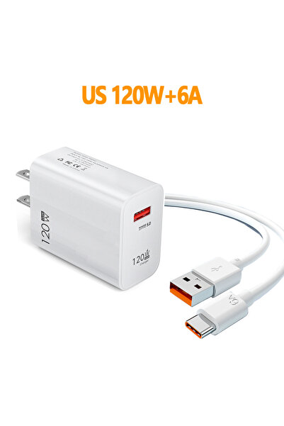 Choice5 شاحن سريع USB أبيض 6 أمبير 120 واط مع كابل من النوع C ومحول شحن سريع ...