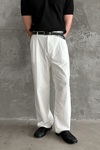 HYMAN Erkek Baggy Fit Gabardin Kumaş Pantolon