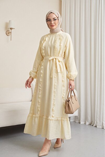 Modamorfo Φόρεμα Cupra με βολάν μπροστά, ζώνη στη μέση, ελαστικά μανίκια και ...