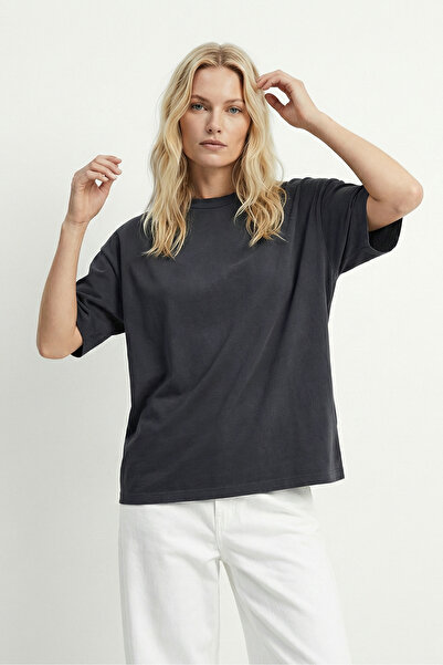 MAXIMILLIAN Γυναικείο μπλουζάκι Smoked Oversize Basic, 100% βαμβακερό, με λαι...