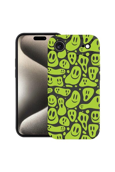 bestcase Husă pentru Apple iPhone 17 Air cu Design Green Acid Smiley, Silicon...