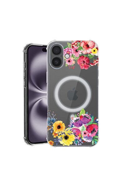 bestcase Husa pentru Apple iPhone 16, MagSafe Anti Shock, Flowers, Protectie ...