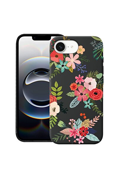 bestcase Калъф за Apple iPhone 16e, Премиум тънък силиконов 1.2ММ, Цветя, Мик...