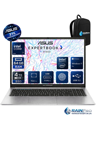 ASUS ExpertBook P1503CVA Intel® Core™ 7-240H 64 GB DDR5 4 TB SSD 300NITS 15.6...