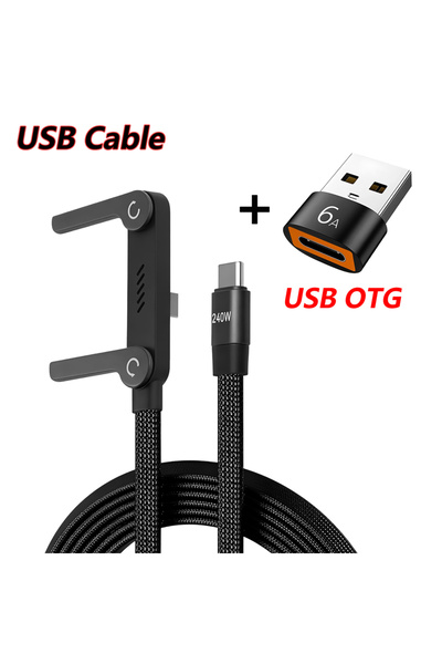 Choice1 كابل USB 2 في 1 من نوع C قابل للطي مع حامل هاتف محمول، كابل شحن سريع ...