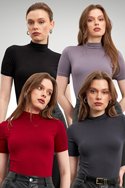 Bipantolon Γυναικεία Μαύρη Γκρι Ανθρακί Βουργουνδία 4-συσκευασία Μπλούζα με κ...