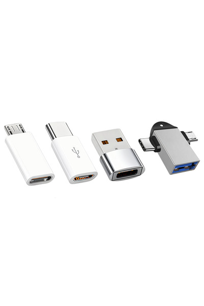 Choice white4Pcs USB C OTG to C Adapter, Mini to C, Micro to C, 3-in-1 Car an...