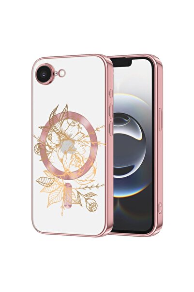 bestcase Husa Luxury MagSafe, Compatibila Apple iPhone 16e, Golden Rose, Ultr...