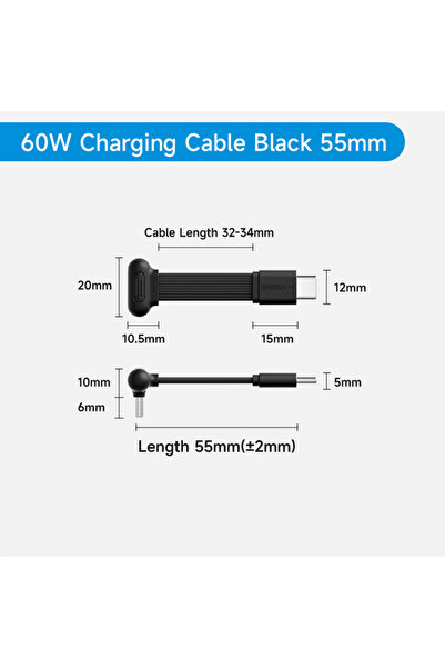 choice2 Black 55mm Hagibis USB C Right Angle Cable Short 90 Degree Type-C Pow...