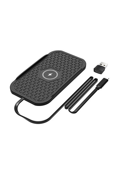 Choice شاحن لاسلكي للسيارة من Bonola مع منفذ USB A أسود اللون، وسادة مضادة لل...