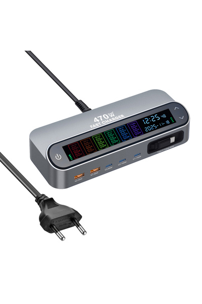 Choice4 EU Plug 470W GaN Fast Charger 140W PD3.1 PPS USB Type-C Digital Displ...
