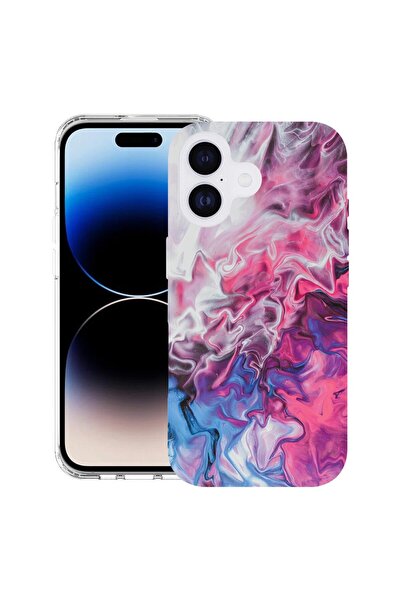 bestcase Husă pentru Apple iPhone 17 cu Design Marble Roz și Albastru, Mag An...