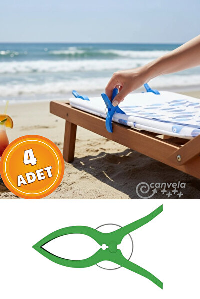 CANVELA 4 Adet XXL Büyük Boy Şezlong Plaj Havlu Mandalı Halı Asma Battaniye v...