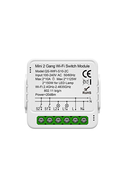 choice2 QS-WiFi-S10-2C Tuya 16A WiFi 1/2/3/4 Gang Mini Smart Switch Module Sm...