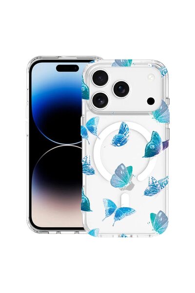 bestcase Husă pentru Apple iPhone 17 Pro cu Design Butterfly Pattern, Mag Ant...