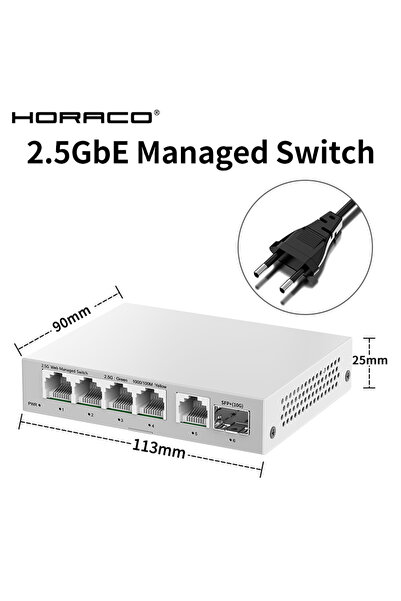 Choice1 محول شبكة أوروبي 2.5 جيجابت إيثرنت مع محول شبكة مُدار بـ 5 منافذ 2500...